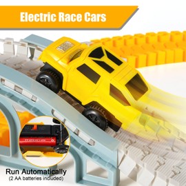 260 PCS Construction Race Tracks for Kids Toys, 2 Electric Cars, 4 Construction Cars, 1 Map & Flexible DIY Track Set, Engineering Toys for 3 4 5 6 Year Old Boys Girls