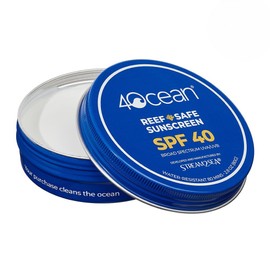 4ocean Protector solar FPS 40 seguro para arrecifes, protección UVA/UVB de amplio espectro, apto para el océano, resistente al agua, fórmula de óxido de zinc sin nano, 2.8 onzas (cada lata elimina 1