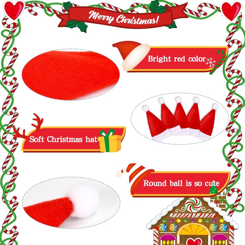 Huanmin Mini Christmas Hat, 30 Pieces Mini Christmas Cutlery Holder,