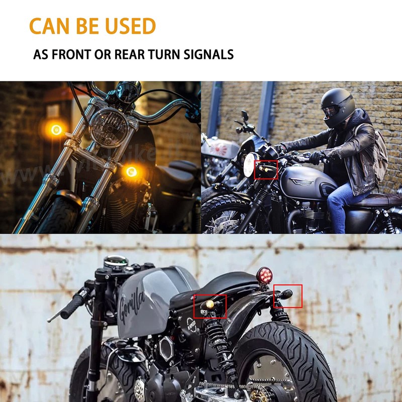 DREAMIZER 4pcs Motorcycle Indicator Light Front Rear Ball Shape Indicator