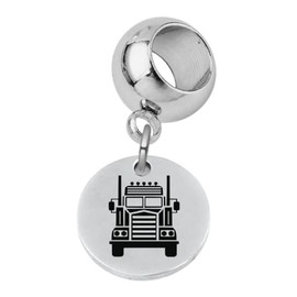 Semi Truck Charm Bead for European Snake Chain Bracelet Can be engraved on back side