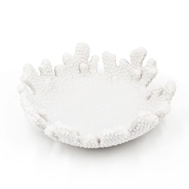 Accessoryway White Coral Textured Decorative Bowl,9.45" Medium Resin Decorative Centerpiece Bowl for Coastal Beach theme house table centerpiece decorations & Nautical decorations for coffee table