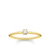 THOMAS SABO Ring White Stone Gold Plated Silver TR2312-414-14, Silver,