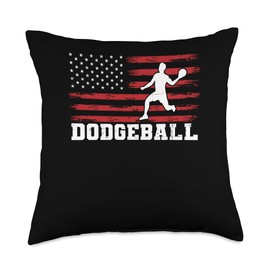 Dodgeball Team Gift Ideas For Ball Lovers Dodgeball Men 4th of July America USA Flag Throw Pillow, 18x18, Multicolor