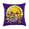 Cute Octopus Enjoying Ramen Noodles Cartoon Throw Pillow