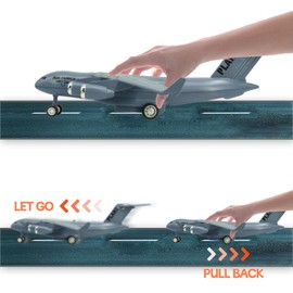 OTONOPI Diecast Plane Model Airplane with Army Man Pull Back and Let Go C17 6289 Alloy Transportation Aircraft Military Airbus with Lights and Sounds Toy Gift for Boys and Girls Age 3+