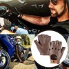 MGGMOKAY Mens Fingerless Leather Driving Gloves Half Finger Sheepskin Unlined