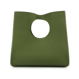 Hoxis Vintage Minimalist Style Soft Pu Leather Handbag Clutch Small Tote (Olive)