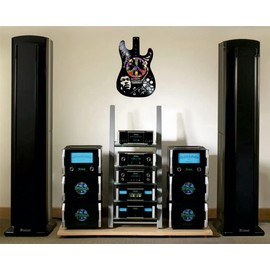 Vinyl Record Clock VINY WOODY Electric Guitar Clock New Music Rock and Roll Hard Rock Vinyl Disco Clock