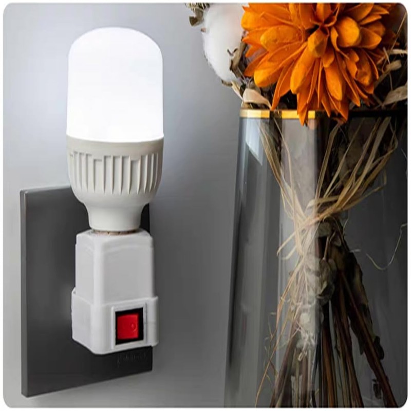 E26/E27 Socket Extension Adapter with Switch,Plug-in Light Socket,Convert Outlet to