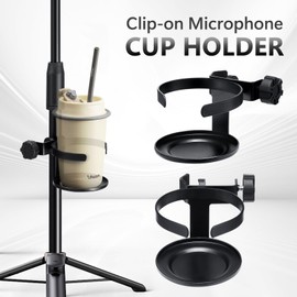 Mic Cup Holder Adjustable Microphone Mount , Drink Bottle Rack Water Cup Bracket Holder for Microphone Stand