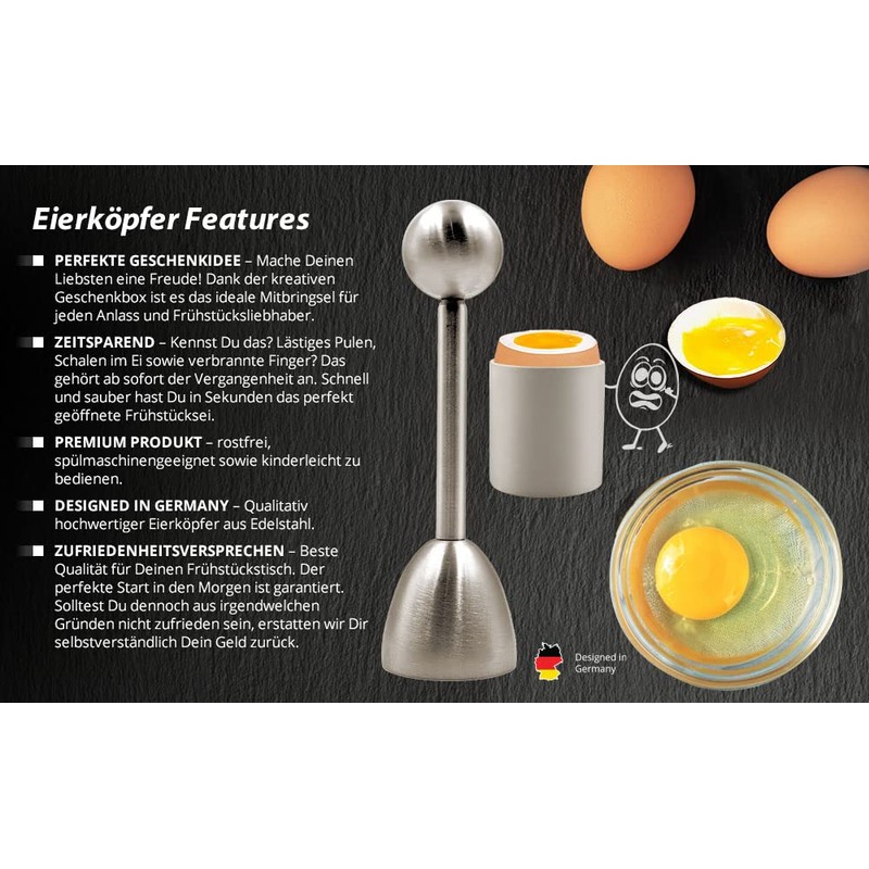 OpZack 1 x premium egg topper made of high-quality stainless