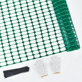 PotatoLife Plastic Mesh Fence Safety Fence, Extra Strength 4'x100' Roll with 100 Zip Ties, Resuable Temporary Netting for Garden Fencing, Construction, Snow Fencing, Animal Barrier, Poultry, Deer, Dog