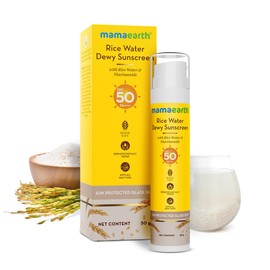 Mamaearth Rice Water Sunscreen with SPF 50 & PA++++ | Infused with Niacinamide | Suits All Skin Types | 1.76 Oz/50g