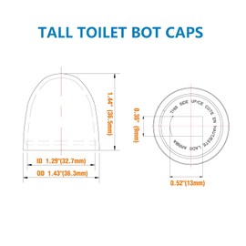 8 Pack Toilet Bolts Caps, A.I.FORCE Toilet Bolt Covers, Universal Toilet Floor Caps with Extra Washers for Easy Installation, Plastic Round Push-On Toilet Bowl Bolt Caps Covers, 1.44" Height, Almond