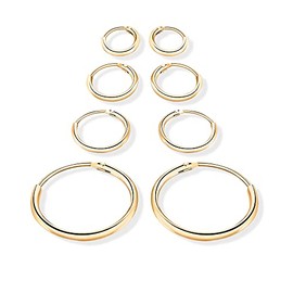 Silver Earrings for Women 925 Basic Simple Earrings Hoop Earrings 925 Silver for Women or 18K Gold Ideal as a Gift for Mother's Day Earrings Girls Jewellery Women, Gold - silver, No Gemstone