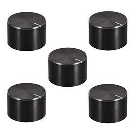 sourcing map 5pcs Potentiometer Knob Knurled Shaft Black Aluminum Smooth Surface Rotary Knob 20mmx13mm Volume Control Knob