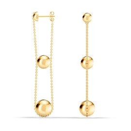 LeCalla 14K Gold-Plated 925 Sterling Silver Yellow Gold Classic Ball Triple Drop Dangle Earrings for Women Teen