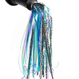 TOPWEL 1 Pair Kids Bike Scooter Handlebar Streamers Sparkle Pom Pom Tassels Children Scooter Bicycle Grips Ribbon Baby Carrier Accessories Easy Attachment to Bike's Handlebars