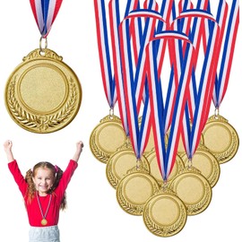 Jiahuade Metal Medals, Winner Medals Gold, Pack of 10 Medals Gold for Children, Award Winner Medals, Medals Set Children's Metal, Medals Children's Birthday, Medals Sports