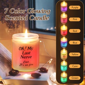 ElectricWise Scented Candles Gifts for Women with Color Sensor Light, Funny My Last Nerve Candle, Novelty Lavender Scented Soy Candle, Unique Christmas Birthday Gifts for Women Best Friend