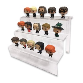 888 Display® Three-Tier Acrylic Step Display Ultra Clear and Versatile Risers (9"W x 6 1/8"W x 6"H)