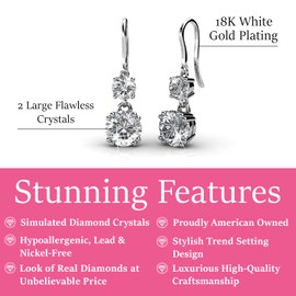 Cate & Chloe Kadence 18k White Gold Plated Dangle Earrings | Women's Drop & Dangle Earrings With Crystals, Dangling Silver Earrings For Women, Hypoallergenic Earring Set, Gift for Her