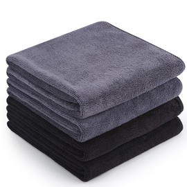 4 Pack Microfibre Gym Towel, 75x35 cm Fast Drying Sports Gym Towel for Men Women, Super Absorbent Lightweight Workout Towels for Yoga Travel, Gym Fitness, Camping(Black, Dark Grey)
