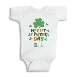 TATY Kids My First St. Patrick's Day Belle Baby Infant One Piece Bodysuit 6 Months White