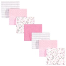 Hudson Baby Cotton Flannel Receiving Blankets Bundle, Pink Peony, One Size