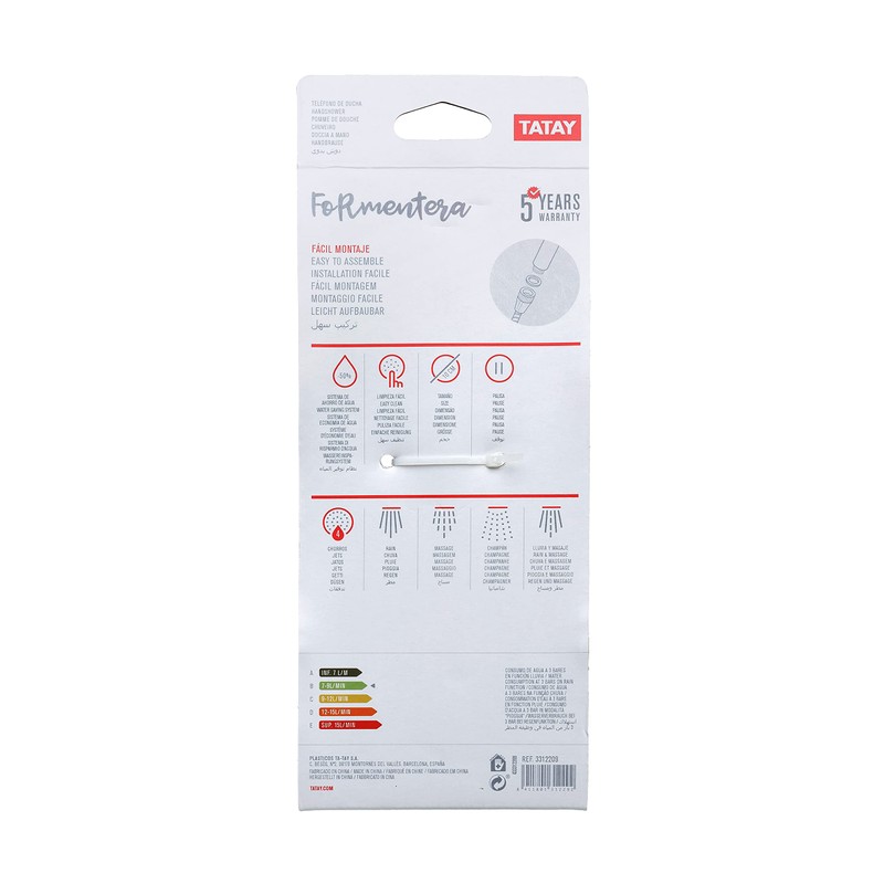 Tatay Handshower Formentera, ABS, Silver, One Size