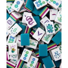 Wholesale  Pink Girl Acrylic Engraved 4 Layer 160 Custom Luxury Sunday Travel Set America Mahjong TilesSize: 1.26*0.95*0.63, Color: Peacock Blue