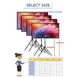 Projector Screen with Stand Outdoor 80 inch 4K HD 1.5-Gain Wrinkle-Resistant Movie Screen, 160° Viewing Angle, Projection Screen for Movie Night and Indoor 【80in】