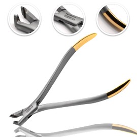 Cynamed Braces Wire Cutter Orthodontic Dental with Tungsten Carbide Inserts Gold Plated Handle (Distal Wire Cutter)