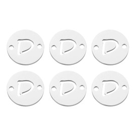 sourcing map 6 Pcs Stainless Steel Letter Link Charm, Alphabet Pendant Connector for DIY Gift Making, Silver Letter D