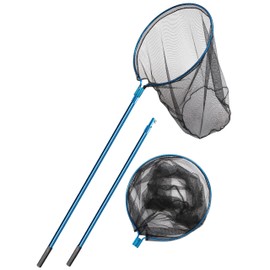 Hlotmeky Large Fishing Nets for Saltwater Fishing Net Long Handle Extra Large Rubber Net Telescoping Handle Heavy Duty Aluminum Fish Nets, Extends to 74-108in, Net Hoop 29x27in, 37in Deep