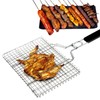 Holzsammlung Round Grill Basket BBQ Fish Roaster with Removable Wooden