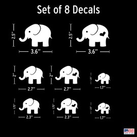 Elephant Family White Car Truck Window Stickers 2 Adults 6 Children 8 Decals Animal