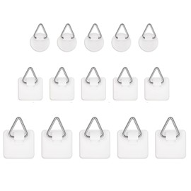 15 Pcs White Classic Adhesive Picture Hangers, Adhesive Hooks for Picture Frames Plastic Sticky Wall Hooks for Photo Frame Foamboard Plate Wall Art Decor