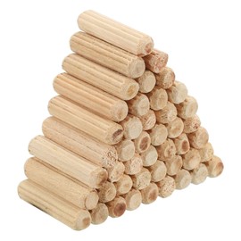 PATIKIL 1/4" x 1"(6 x 25mm) Wood Dowel Pins, 120 Pack Fluted Wooden Dowel Pin Straight Groove Rods for Furniture Door Art Crafts Projects