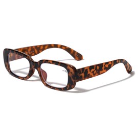 V.W.E. Women Anti Blue Light UV Blocker Glasses Rectangle Animal Print Bold Reading Reader (Tortoise, 0.00, multiplier_x)