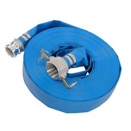 HOSTIC 2" x 100ft PVC Lay Flat Discharge Hose With Aluminum Camlock C and E Fittings, Heavy Duty Reinforced Pump Backwash Hose