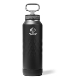 Takeya Sport 40 oz Triple-Insulated Stainless Steel Water Bottle – Leakproof, Sweatproof, BPA-Free, Keeps Drinks Cold 36 Hrs, Hot 14 Hrs – Obsidian