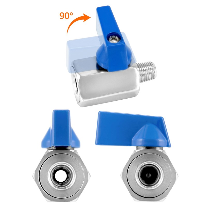 QWORK Mini Ball Valve, 4 Pack 1/8" Female & Male