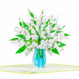 CardPop Flower Pop Up Birthday Card for Women & Men. Floral 3d Lily of the Valley Vase Card for Mothers Day, Birthday, Anniversary, any Celebration