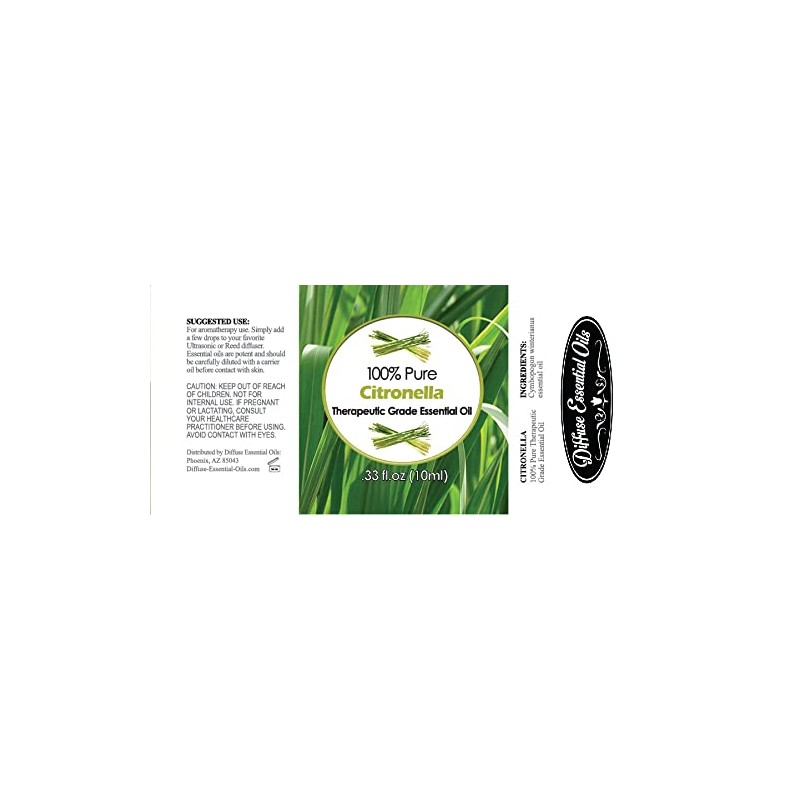 Diffuse Essential Oils 10ml - Citronella Essential Oil - 0.33