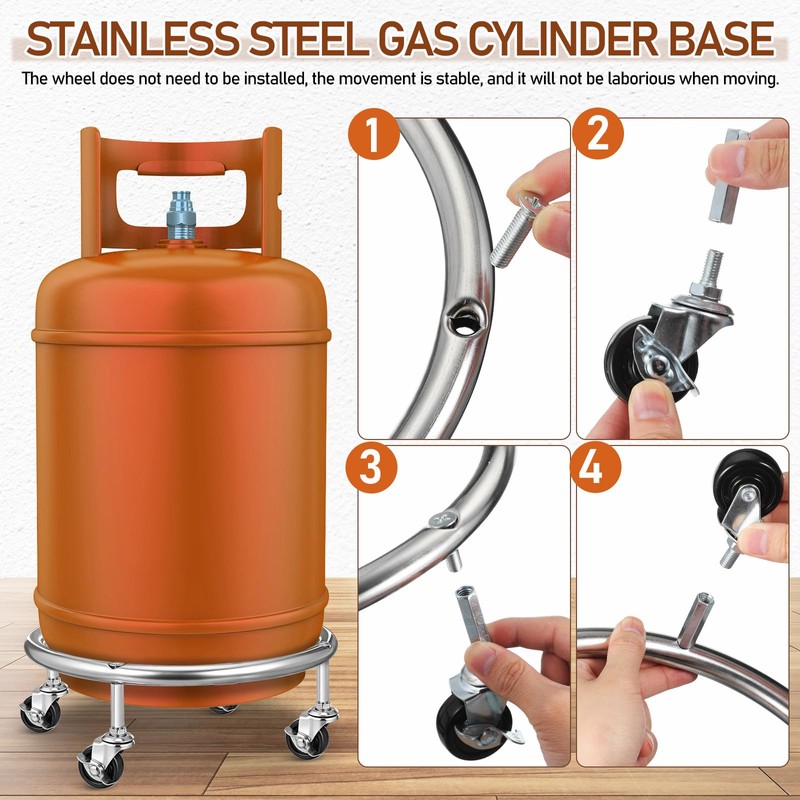 Movable Propane Tank Holder 20Lb Cylinder Stand with Brake Wheels