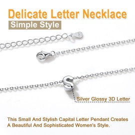 SILVERCUTE Tiny S Letter Pendant Necklace For Girls Lady Silver Initial Choker Necklaces