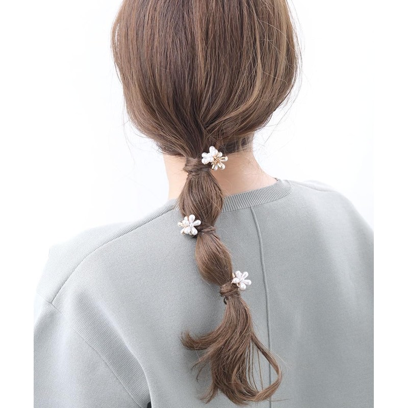 VingTAINE H7665 Hair Clip, Flower, Pearl, Hair Claw, Mini, Small,