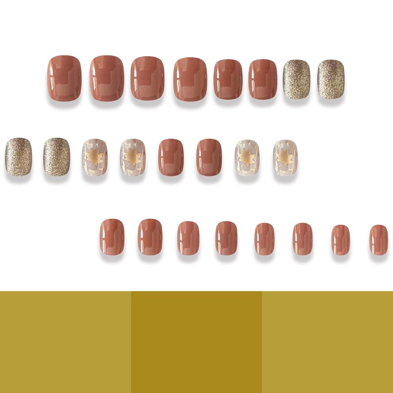 Thanksgiving Press on Square Nails Short Length Glossy Full Cover